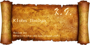 Klohs Ibolya névjegykártya